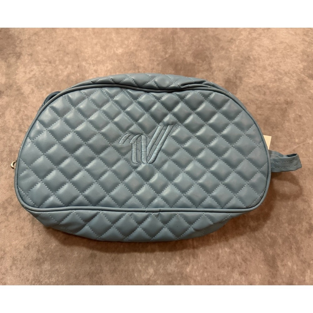 Cheerleader Quilted Blue Shoe Bag w/ Handle, Zipper Closure, Polyester 11x11x4